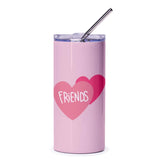 Best Friends Tumbler, Pink Heart Tumbler, Cute Tumbler, Gift for Bestie, Friendship Gift, Friends Forever, Pink Tumbler with Straw - Tawshia